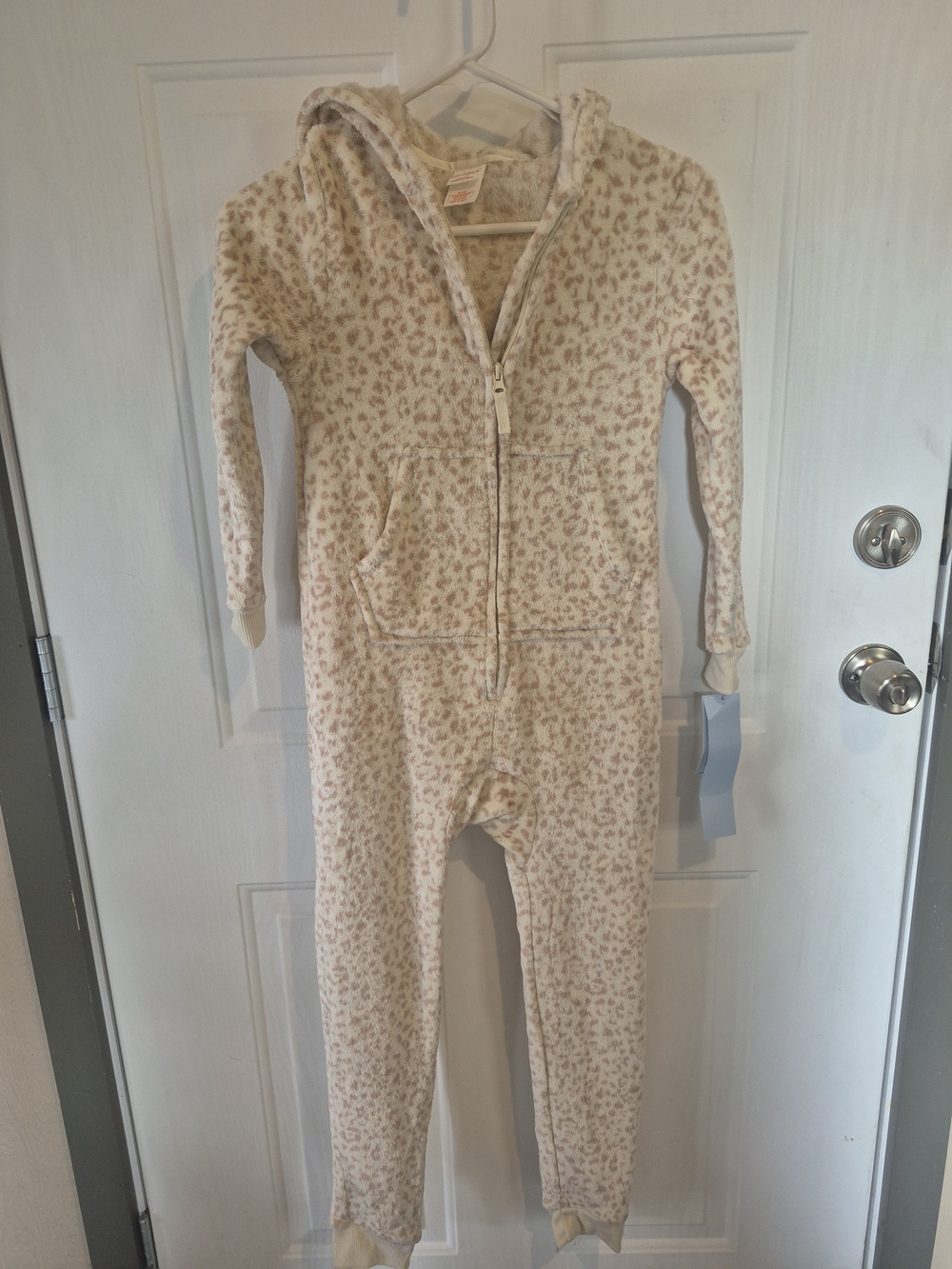 Cat & Jack Cream Leopard-Print Hooded Kids Footie